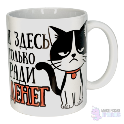 Кружка "РАДИ ДЕНЕГ", Кот, 330 мл.